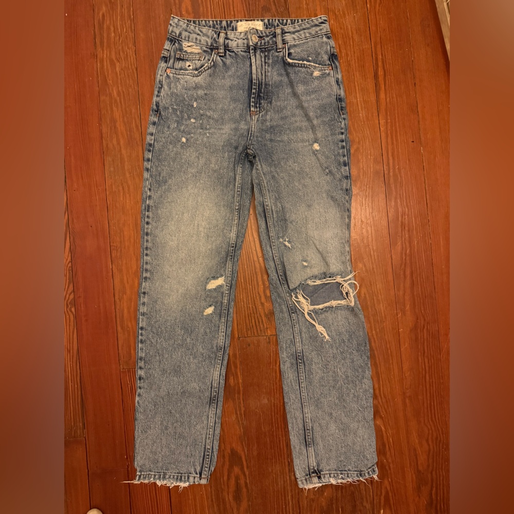 We The Free High Rise Distressed Jeans in Blue